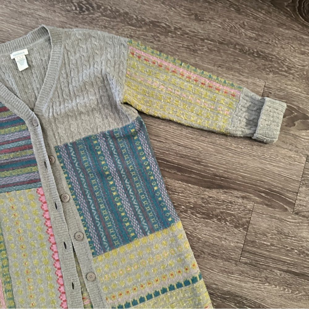 Sundance Lambswool Patchwork Duster Cardigan - Picture 4 of 7
